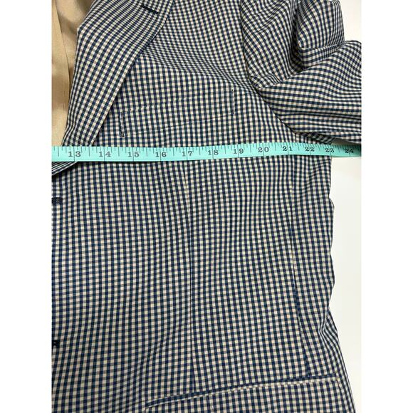 Orvis Gingham Sport Coat Jacket Navy Khaki Check 42L Classic Blazer Cotton Blend - Picture 4 of 8